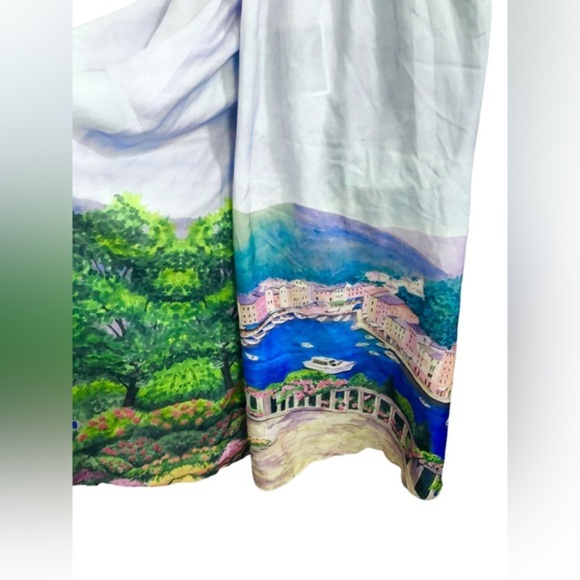 Rachel Zoe European riviera print light‎ blue swing skirt size small brand new - Picture 9 of 15